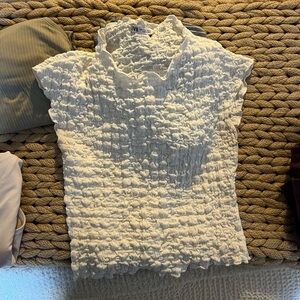 Zara White Textured Top